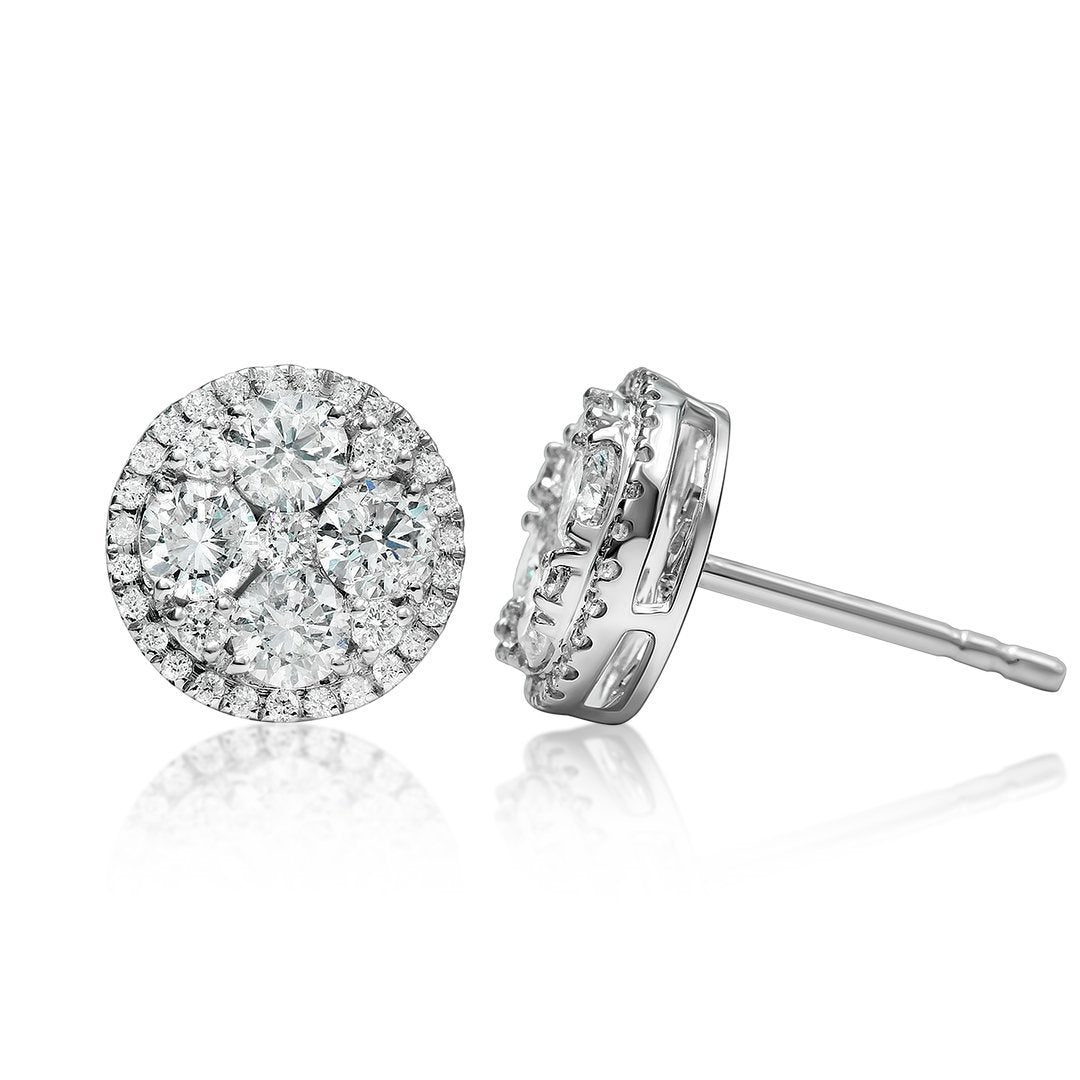 18k White Gold Diamond Earring 1.41 Ctw