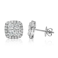 Thumbnail for Pendientes de oro blanco de 18 quilates con cuatro diamantes en racimo de 1,52 quilates