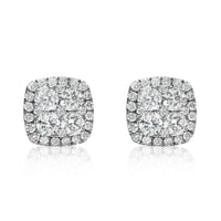 Thumbnail for Pendientes de oro blanco de 18 quilates con cuatro diamantes en racimo de 1,52 quilates