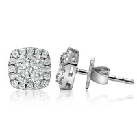 Thumbnail for Pendientes de oro blanco de 18 quilates con cuatro diamantes en racimo (peso neto de 0,65 quilates)