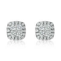 Thumbnail for Pendientes de oro blanco de 18 quilates con cuatro diamantes en racimo (peso neto de 0,65 quilates)