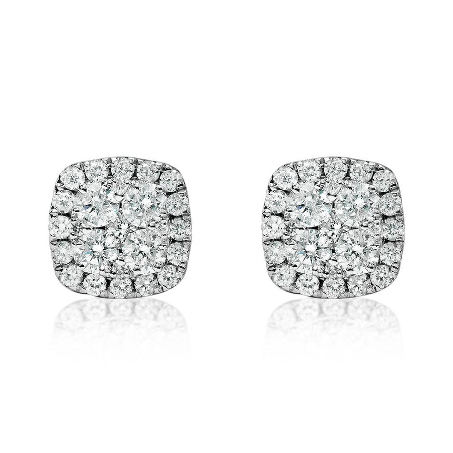 Pendientes de oro blanco de 18 quilates con cuatro diamantes en racimo (peso neto de 0,65 quilates)