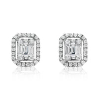 Thumbnail for 18K White Gold Half Carat Baguette and Round Cut Diamond Earrings