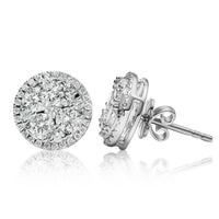Thumbnail for 18K White Gold Round Shaped Two Carat Cluster Diamond Earrings