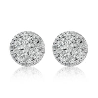 Thumbnail for 18K White Gold Round Shaped Two Carat Cluster Diamond Earrings