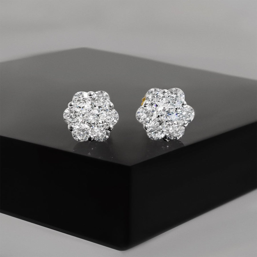 white Diamond Flower Set Earrings