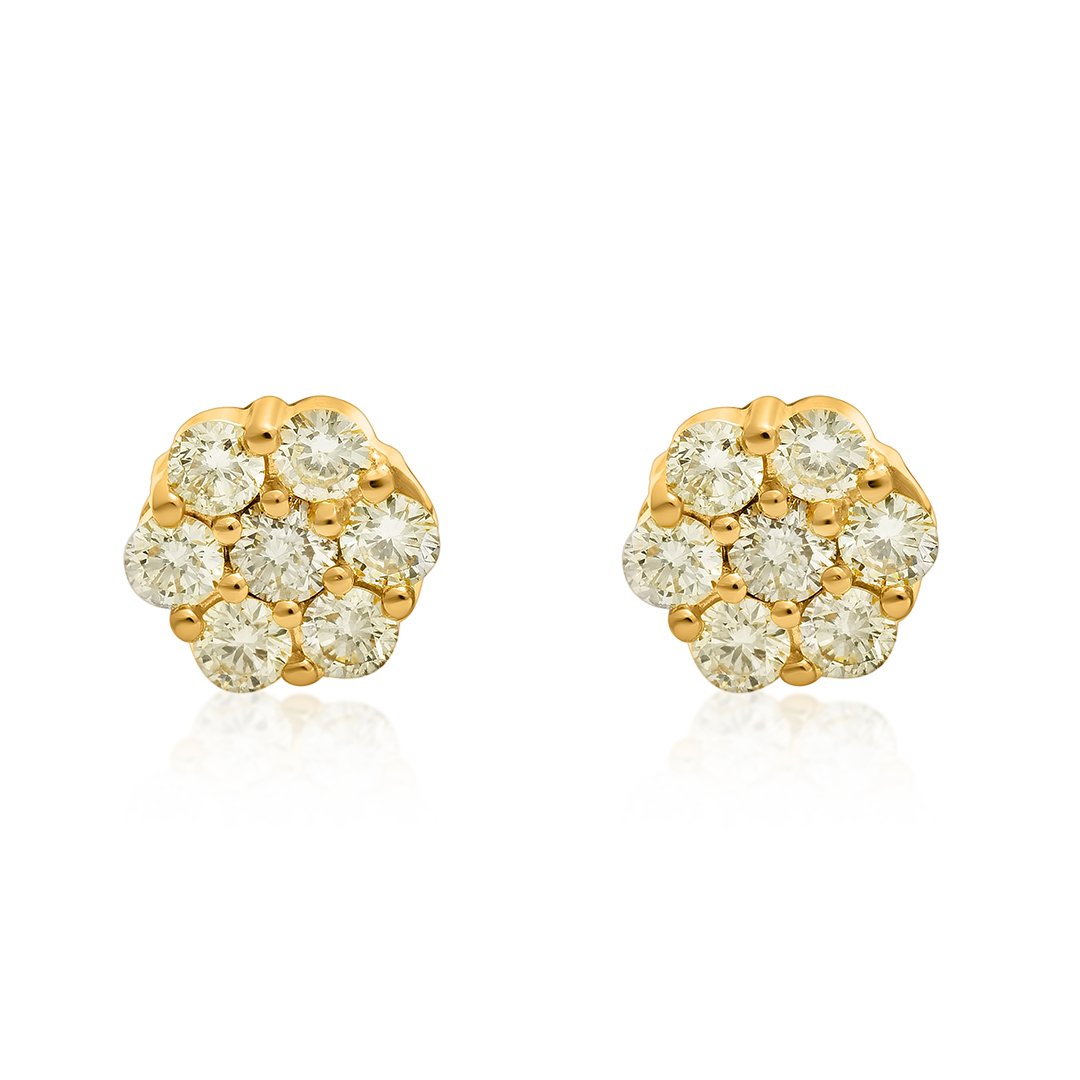 Diamond Flower Set Earrings in 14k Gold 3.21 Ctw