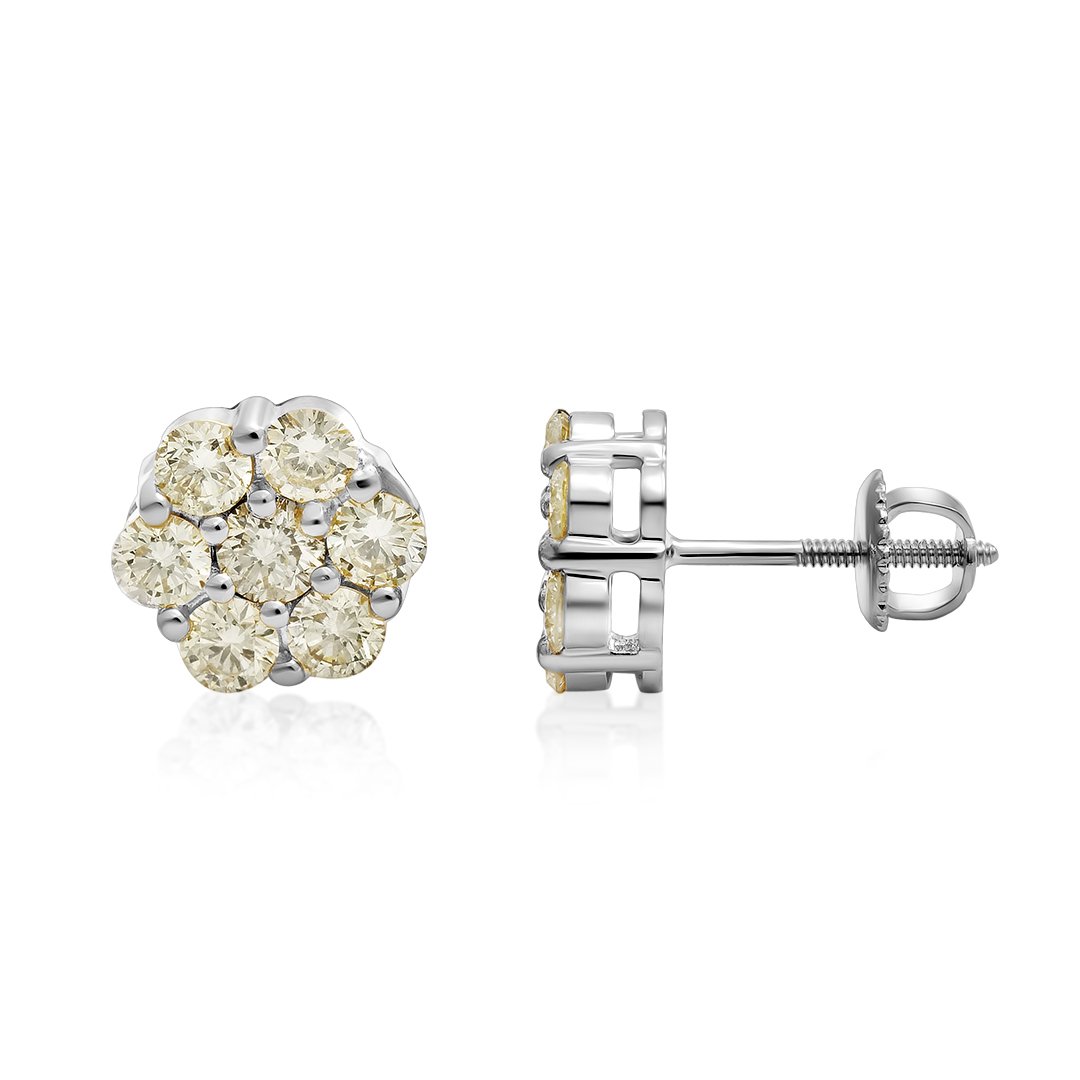 Diamond Flower Set Earrings in 14k Gold 3.8 Ctw