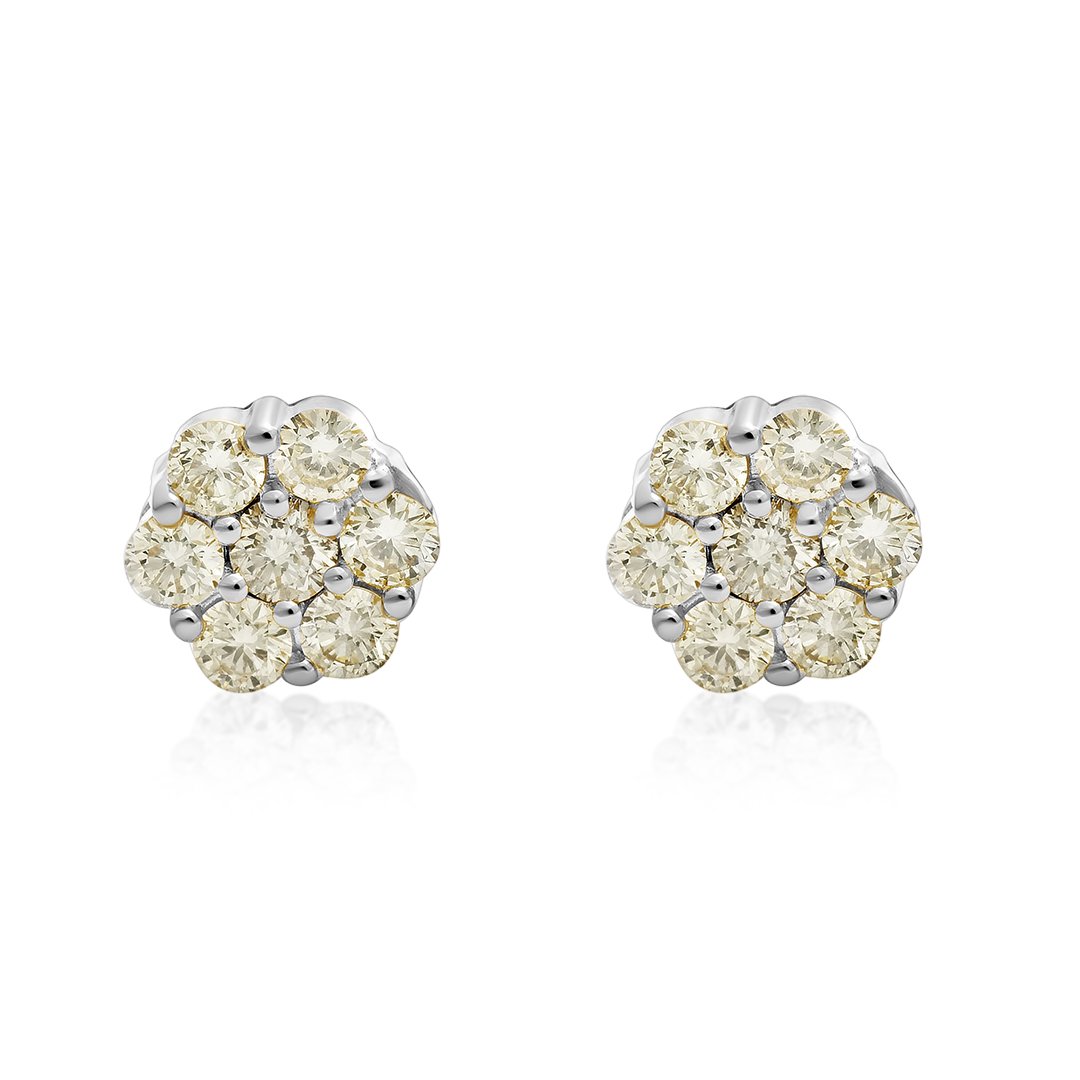 Diamond Flower Set Earrings in 14k Gold 3.8 Ctw