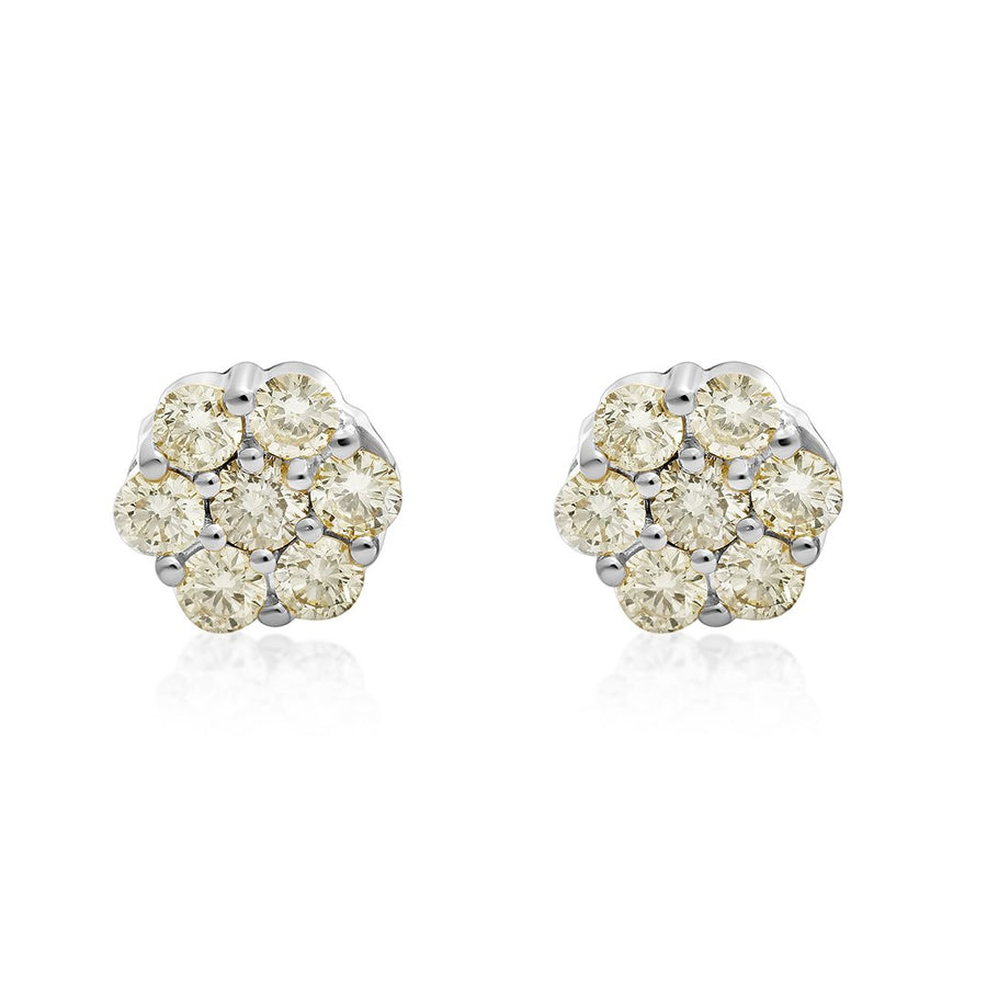 Diamond Flower Set Earrings in 14k Gold 3.8 Ctw