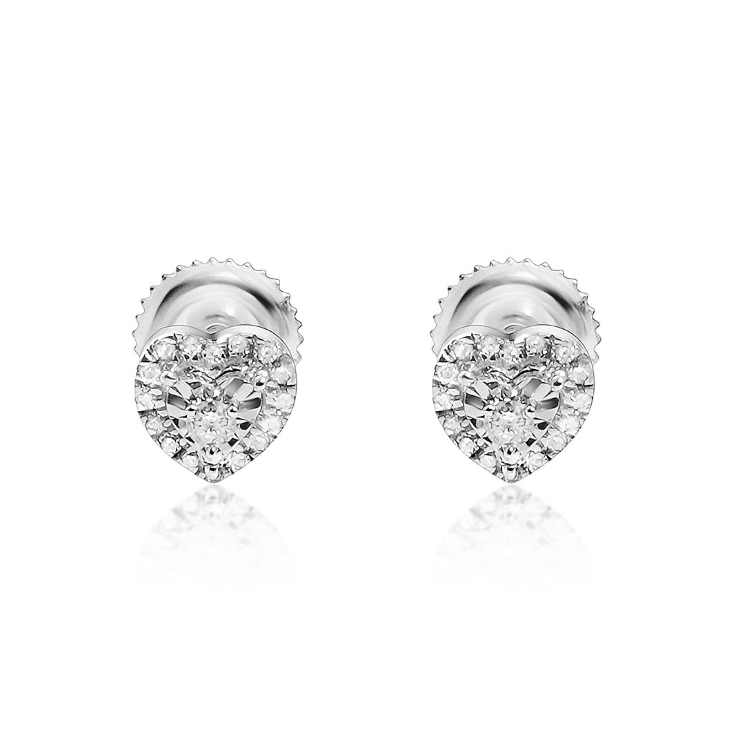 Diamond Heart Shaped Earrings in 14k Gold .11 Ctw