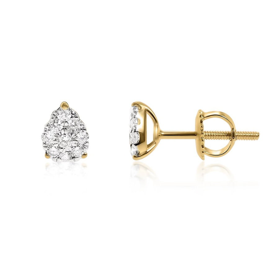 yellow Pear Shaped Micro Flower Set Diamond Earrings