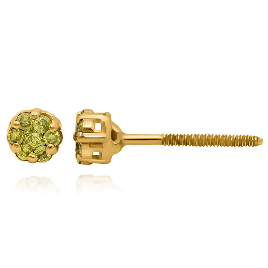 14k Yellow Gold Yellow Diamond Earrings 0.15 Ctw