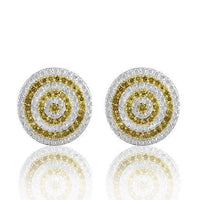 Thumbnail for White 10K Solid Gold Womens Stud Earrings with Yellow Diamonds 0.25 Ctw