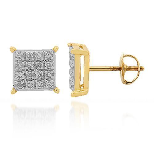 Yellow 10K Solid Yellow Gold Diamond Stud Earrings 0.11 Ctw