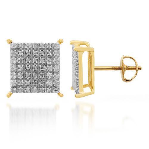 Yellow 10K Solid Yellow Gold Diamond Stud Earrings 0.31 Ctw