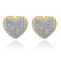 Thumbnail for Yellow 10K Solid Yellow Gold Womens Diamond Heart Stud Earrings 0.16 Ctw
