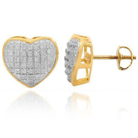 Thumbnail for Yellow 10K Solid Yellow Gold Womens Diamond Heart Stud Earrings 0.25 Ctw