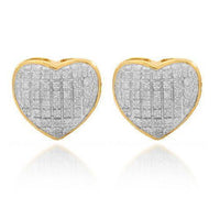 Thumbnail for Yellow 10K Solid Yellow Gold Womens Diamond Heart Stud Earrings 0.25 Ctw