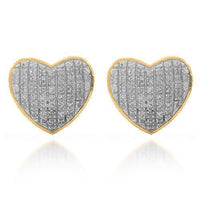 Thumbnail for Yellow 10K Solid Yellow Gold Womens Diamond Heart Stud Earrings 0.30 Ctw