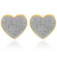 Thumbnail for Yellow 10K Solid Yellow Gold Womens Diamond Heart Stud Earrings 0.32 Ctw
