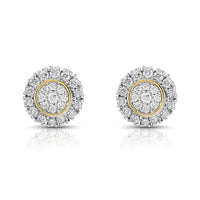 Thumbnail for Yellow and White 10K Two Tone GOLD DIAMOND STUD EARRINGS 0.77 CTW