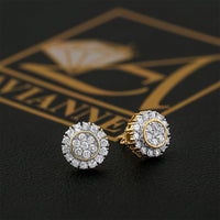 Thumbnail for Yellow and White 10K Two Tone GOLD DIAMOND STUD EARRINGS 0.77 CTW