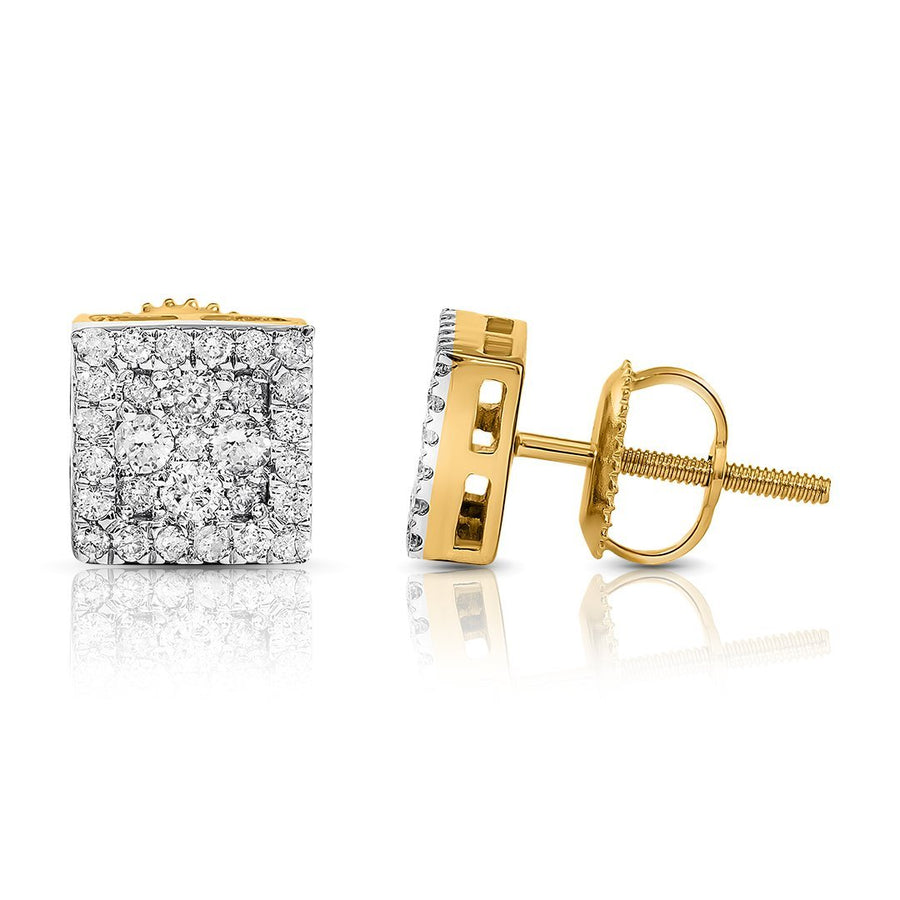 10K YELLOW GOLD DIAMOND SQTARE STUD EARRINGS 0.31 CTW