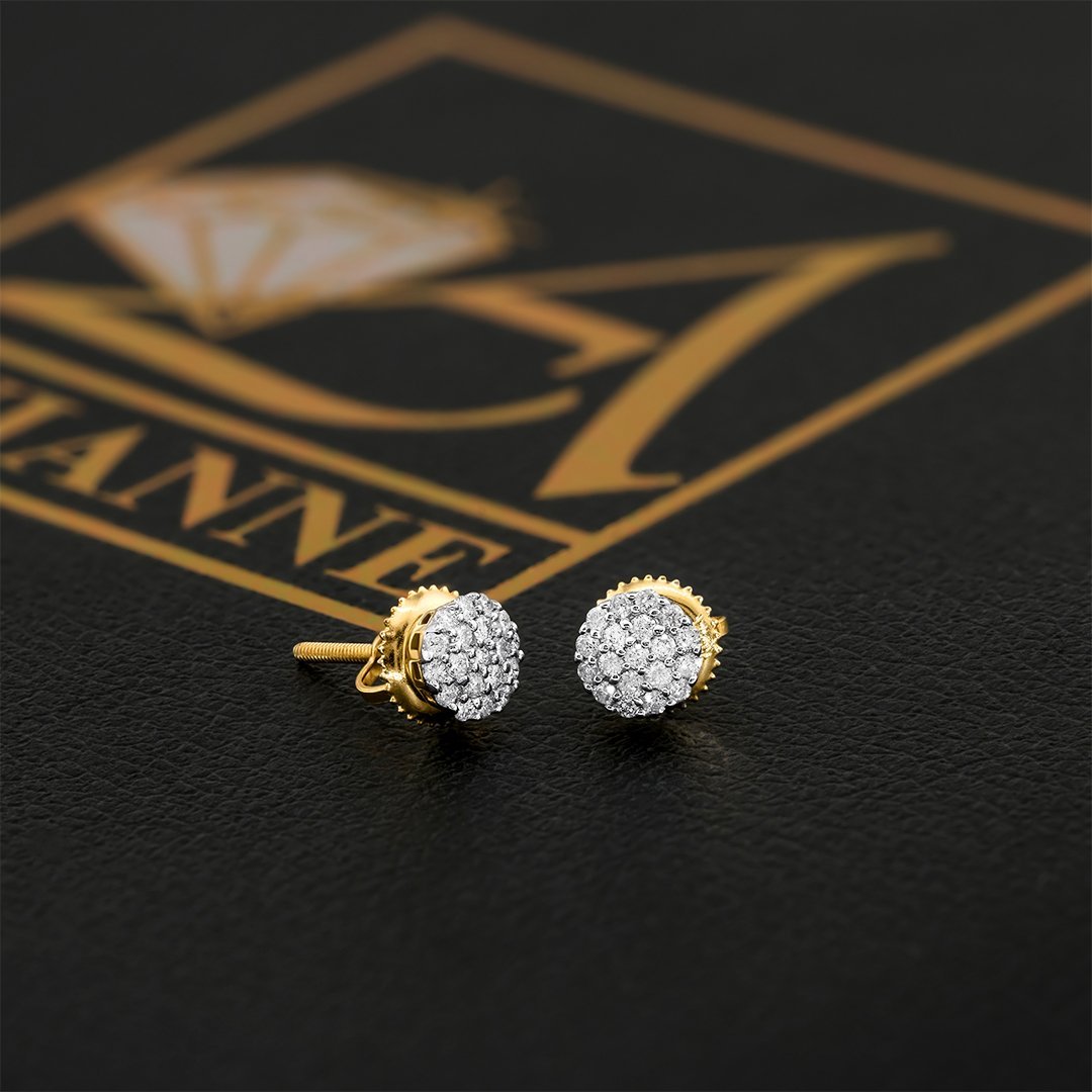 10K Yellow Gold Diamond Stud Earrings 0.22 CTW