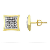 Thumbnail for Yellow 10K Yellow Solid Gold Mens Diamond Stud Earrings 0.27 Ctw