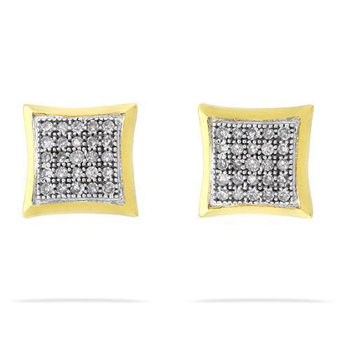 Yellow 10K Yellow Solid Gold Mens Diamond Stud Earrings 0.27 Ctw