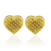 Thumbnail for Yellow 10K Yellow Solid Gold Womens Heart Earrings With Yellow Diamonds 0.17 Ctw