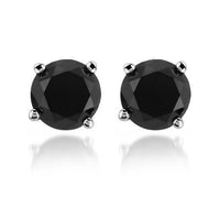 Thumbnail for 14K Solid Gold Black Rhodium Mens Black Diamond Solitaire Stud Earrings 10.00 Ctw