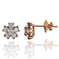 Thumbnail for Rose 14K Solid Rose Gold Diamond Stud Earrings 0.60 Ctw