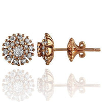 Thumbnail for Rose 14K Solid Rose Gold Diamond Stud Earrings 1.02 Ctw