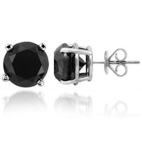 Thumbnail for 14K Solid White Gold  Black Diamond Solitaire Stud Earrings 7.00 Ctw