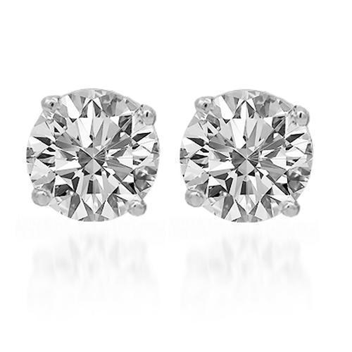 14K Solid White Gold Clarity Enhanced Diamond Solitaire Stud Earrings 3.02 Ctw