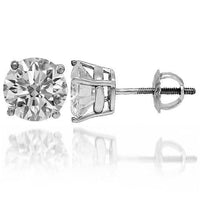 Thumbnail for 14K Solid White Gold Clarity Enhanced Diamond Solitaire Stud Earrings 4.50 Ctw