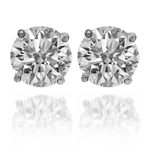 14K Solid White Gold Clarity Enhanced Diamond Solitaire Stud Earrings 4.50 Ctw