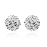 Thumbnail for White 14K Solid White Gold Diamond Cluster Stud Earrings 1.43 Ctw