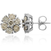 Thumbnail for 14K Solid White Gold Diamond Cluster Stud Earrings 2.75 Ctw