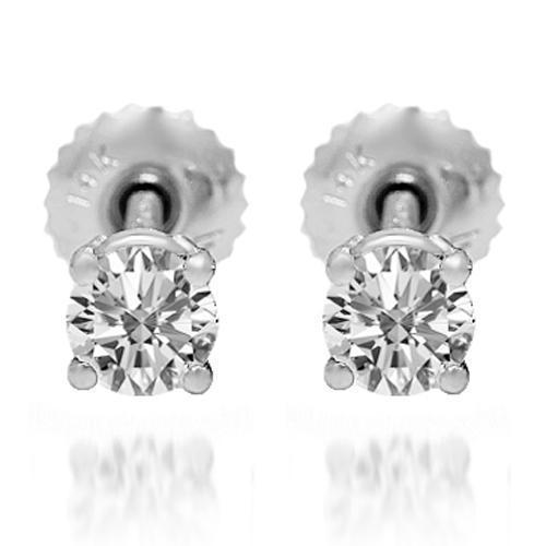 White 14K Solid White Gold Diamond Solitaire Stud Earrings 0.60 Ctw