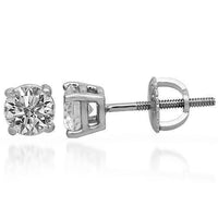 Thumbnail for 14K Solid White Gold Diamond Solitaire Stud Earrings 1.20 Ctw