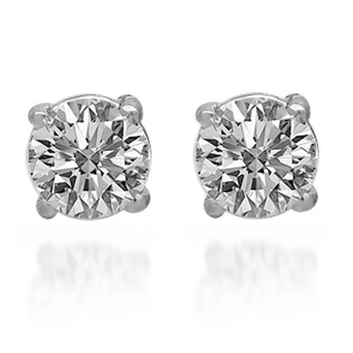 14K Solid White Gold Diamond Solitaire Stud Earrings 1.20 Ctw