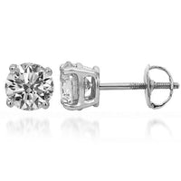 Thumbnail for 14K Solid White Gold Diamond Solitaire Stud Earrings 1.47 Ctw