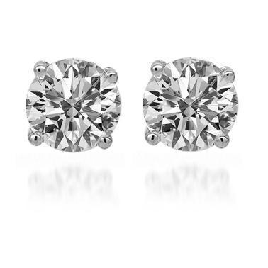 14K Solid White Gold Diamond Solitaire Stud Earrings 1.47 Ctw