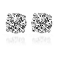 Thumbnail for 14K Solid White Gold Diamond Solitaire Stud Earrings 1.47 Ctw