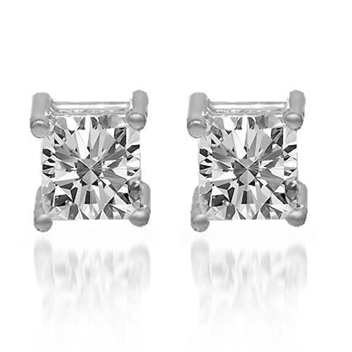 14K Solid White Gold Diamond Solitaire Stud Earrings 1.50 Ctw