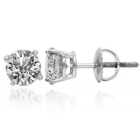 Thumbnail for 14K Solid White Gold Diamond Solitaire Stud Earrings 1.91 Ctw