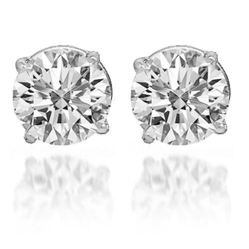 14K Solid White Gold Diamond Solitaire Stud Earrings 2.02 Ctw